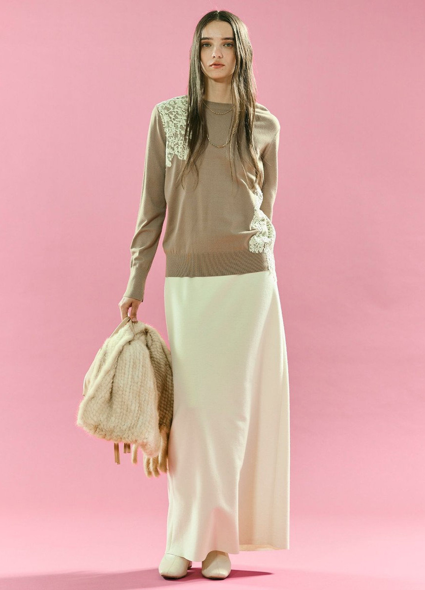 親膚彈性蕾絲針織衫